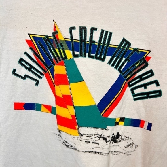 VTG Disney Sailing Crew Member T Shirt 90s USA Albatross  Large Yacht Club - Picture 2 of 8